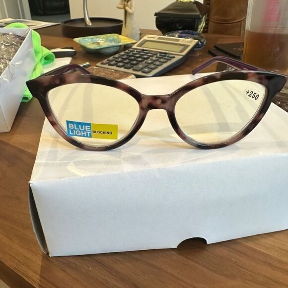 💼 Readers with Blue Light Protect. Colorful  Contemporary Purple Cat Eye - Picture 3 of 8